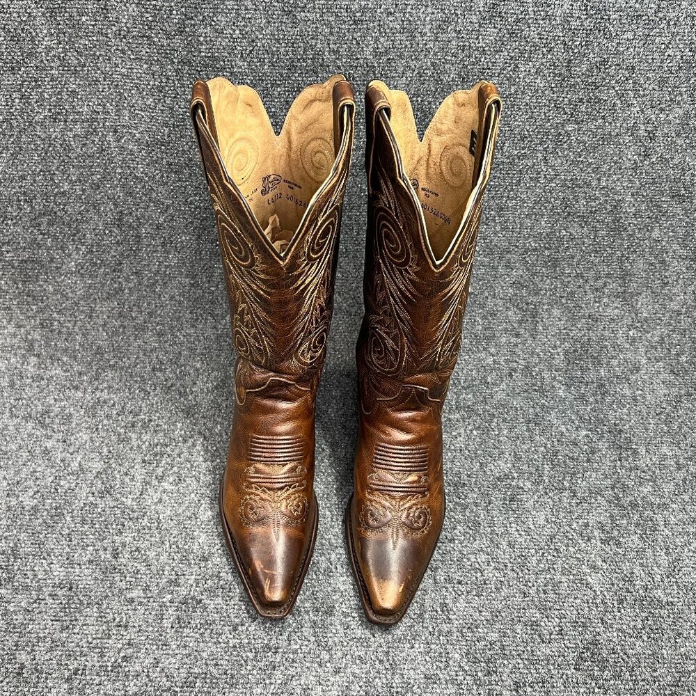 Justin Damiana Western Boots Women's Size 6.5 Brown Leather Snip Toe Cowboy Boot - Picture 3 of 16